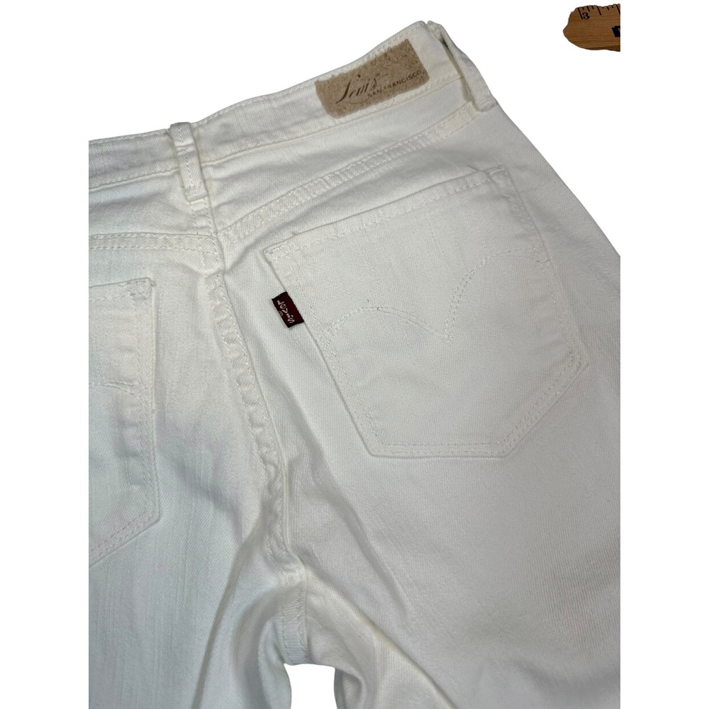 Levis Demi Curve Classic Straight Leg Jeans White Denim Womens 4/27 Mid Rise - Picture 5 of 10